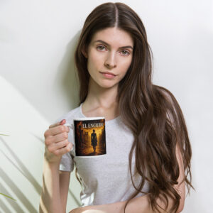 Taza blanca de El Encierro y La Memoria Olvidada: maqueta oficial de Printful.